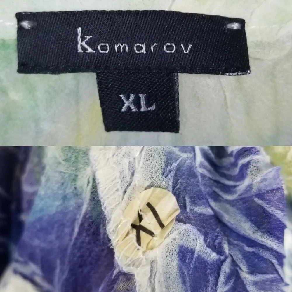 Komarov Purple Blue Green Sheer Dress Sz XL Item #9517 - Picture 13 of 14